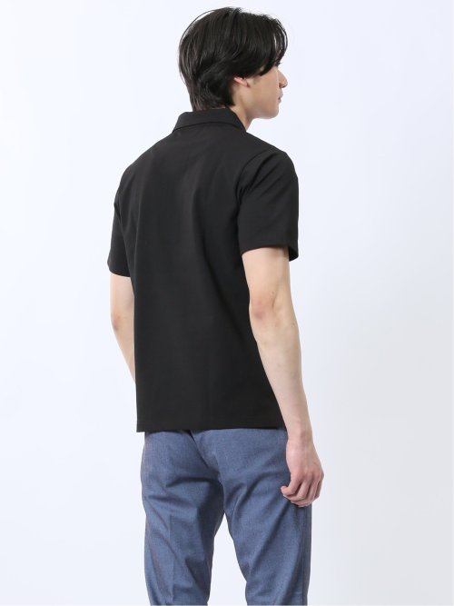 カットサッカー ワイドカラー半袖ポロシャツ