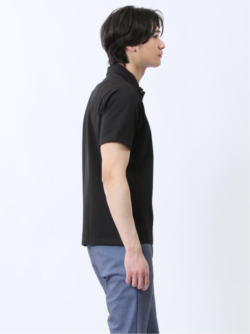 カットサッカー ワイドカラー半袖ポロシャツ