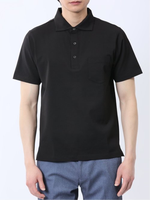 カットサッカー ワイドカラー半袖ポロシャツ