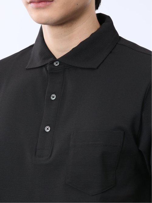 カットサッカー ワイドカラー半袖ポロシャツ