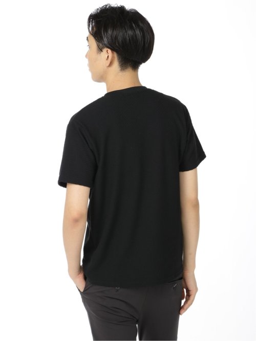 リンクスジャガード クルーネック半袖Tシャツ(M 05黒): トップス 