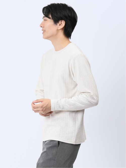ジャガードモール クルーネック長袖Ｔシャツ