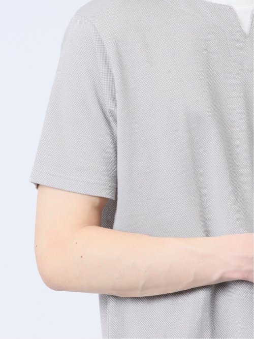 さまになる フェイクレイヤード キーネック半袖Tシャツ