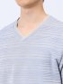 タックボーダー ダブルVネック半袖Ｔシャツ