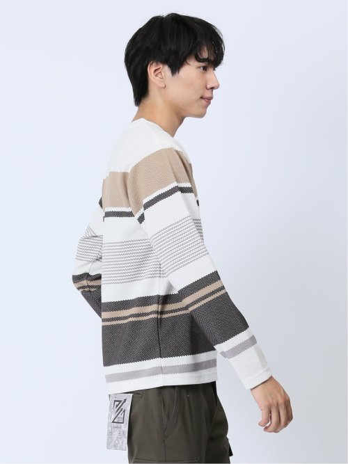 ポップコーンボーダー クルーネック長袖Tシャツ