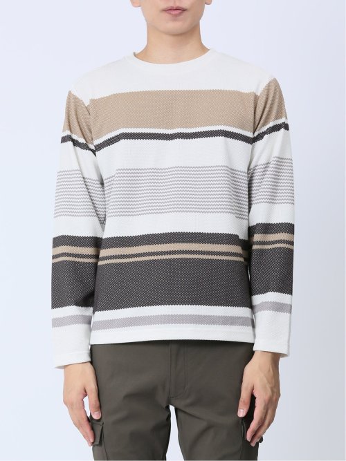 ポップコーンボーダー クルーネック長袖Tシャツ