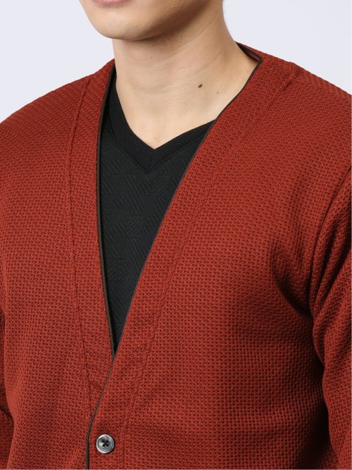 ジャガード 1ボタンカーディガン