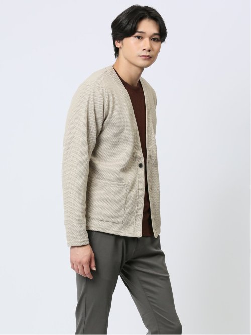 ジャガード 1ボタンカーディガン