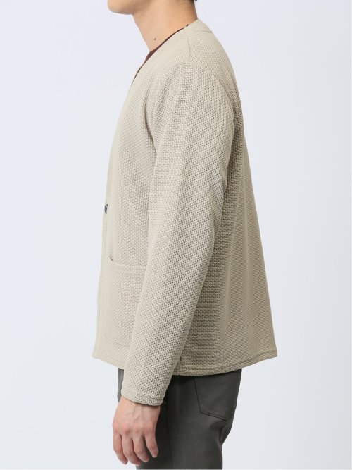 ジャガード 1ボタンカーディガン