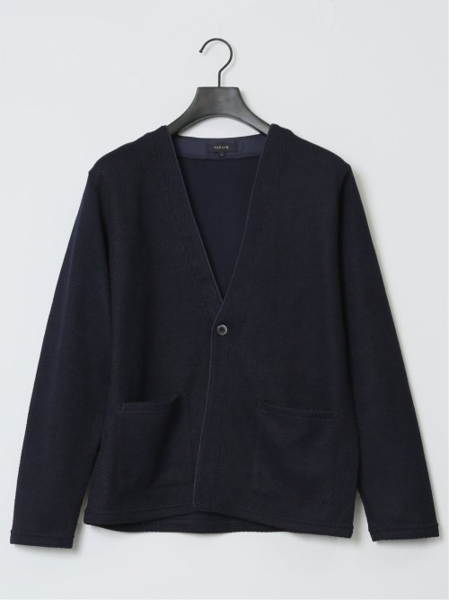 ジャガード 1ボタンカーディガン