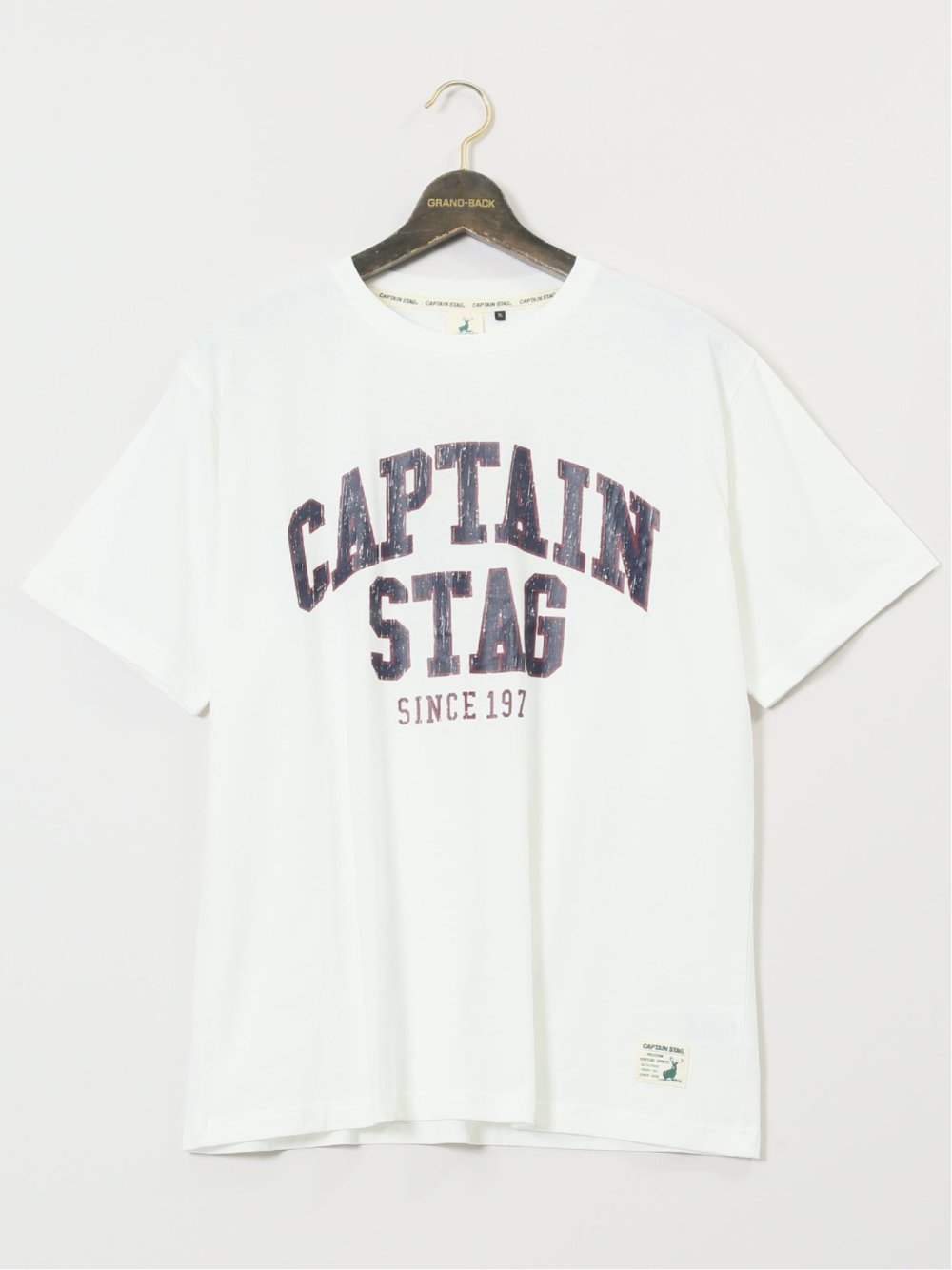 【大きいサイズ】キャプテンスタッグ/CAPTAIN STAG ビンテージプリント クルーネック半袖Ｔシャツ