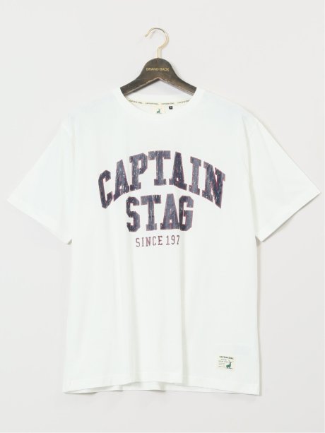 【大きいサイズ】キャプテンスタッグ/CAPTAIN STAG ビンテージプリント クルーネック半袖Ｔシャツ