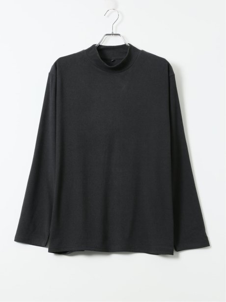 【大きいサイズ】KAITEKI+ Tシャツ メンズ 長袖 ストレッチ 起毛 ハイネック フラッフィースムース