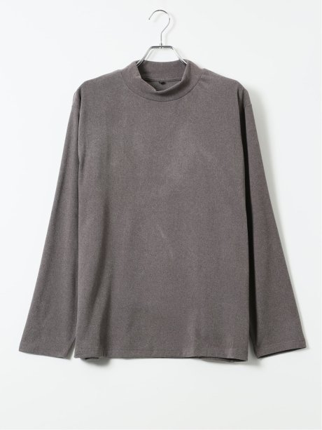 【大きいサイズ】KAITEKI+ Tシャツ メンズ 長袖 ストレッチ 起毛 ハイネック フラッフィースムース