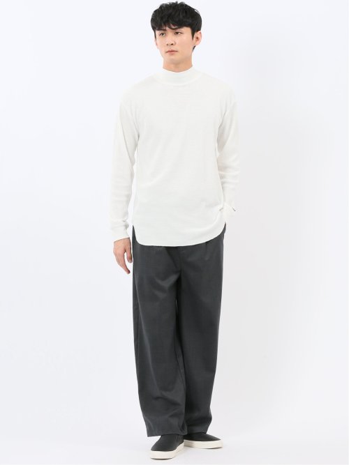 【WEB限定】KAITEKI+ ストレッチワッフル モックネック長袖Tシャツ