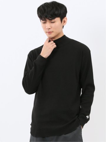 【WEB限定】KAITEKI+ ストレッチワッフル モックネック長袖Tシャツ