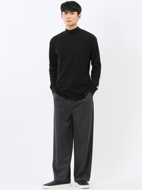 【WEB限定】KAITEKI+ ストレッチワッフル モックネック長袖Tシャツ