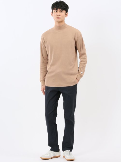 【WEB限定】KAITEKI+ ストレッチワッフル モックネック長袖Tシャツ