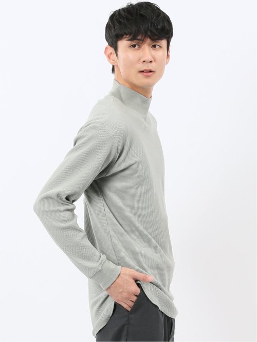 【WEB限定】KAITEKI+ ストレッチワッフル モックネック長袖Tシャツ