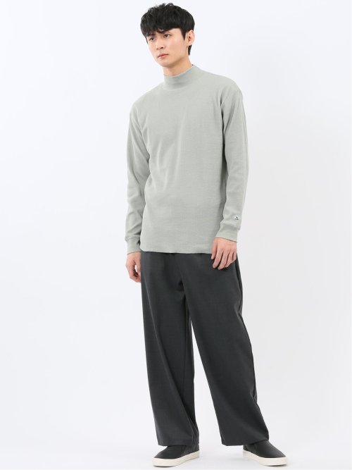 【WEB限定】KAITEKI+ ストレッチワッフル モックネック長袖Tシャツ