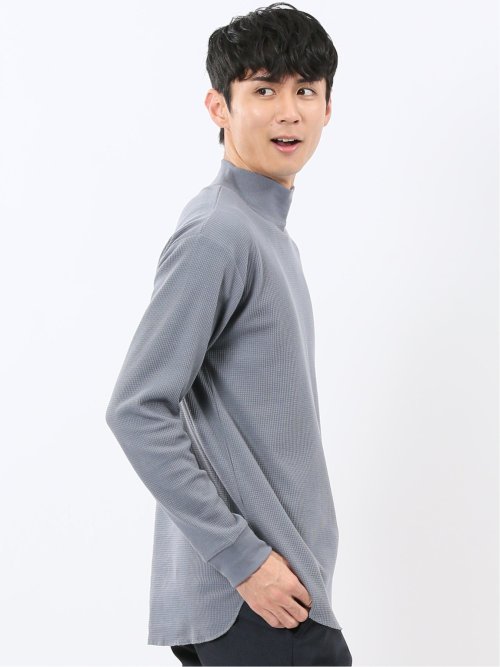【WEB限定】KAITEKI+ ストレッチワッフル モックネック長袖Tシャツ