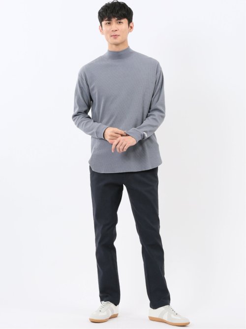 【WEB限定】KAITEKI+ ストレッチワッフル モックネック長袖Tシャツ