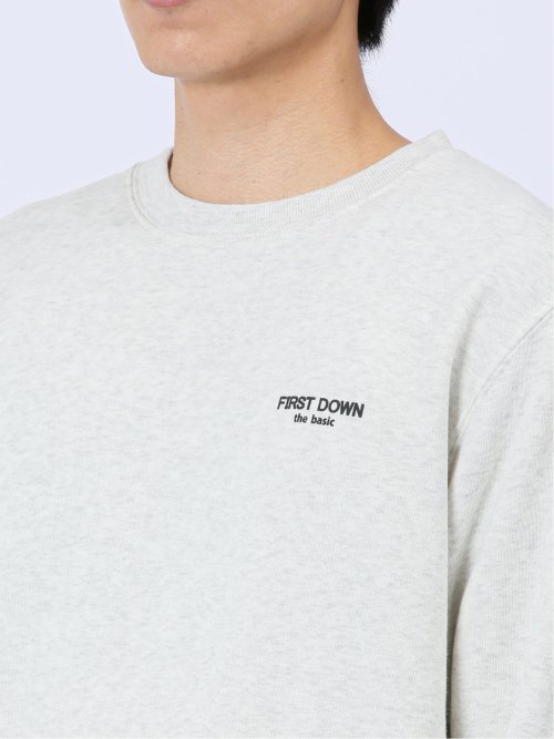 【WEB限定】ファーストダウン/FIRST DOWN パイル裏起毛プリント クルートレーナー