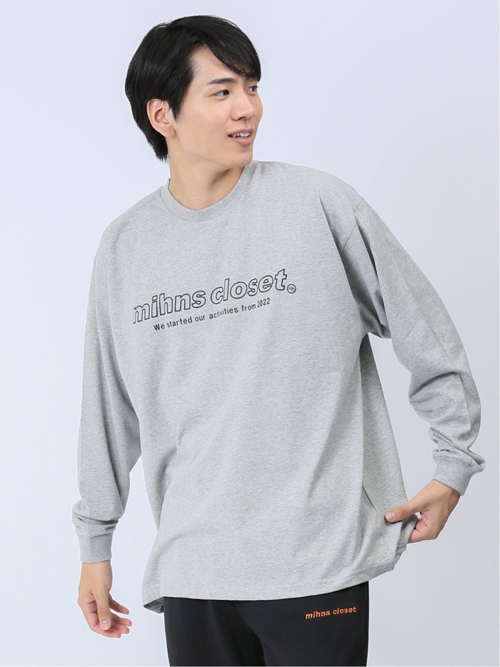 【WEB限定】ミンズクローゼット/mihns closet モノトーンプリント クルー長袖Tシャツ