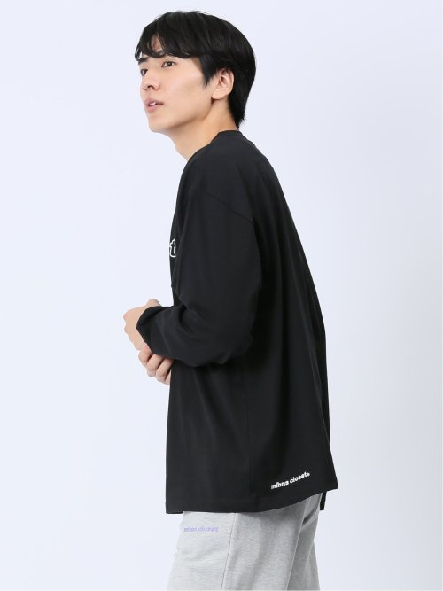 【WEB限定】ミンズクローゼット/mihns closet モノトーンプリント クルー長袖Tシャツ