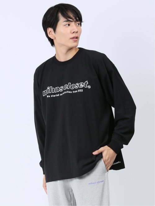 【WEB限定】ミンズクローゼット/mihns closet モノトーンプリント クルー長袖Tシャツ