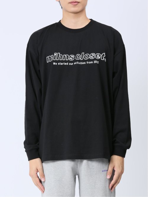【WEB限定】ミンズクローゼット/mihns closet モノトーンプリント クルー長袖Tシャツ