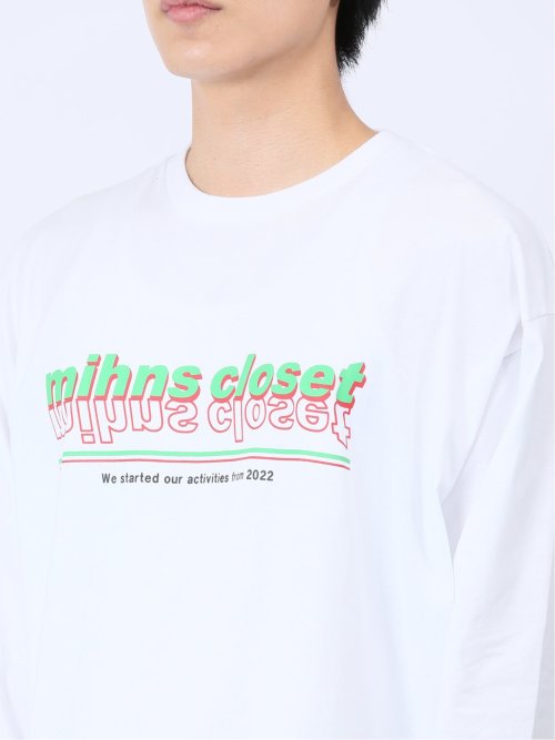 【WEB限定】ミンズクローゼット/mihns closet カラープリント クルー長袖Tシャツ