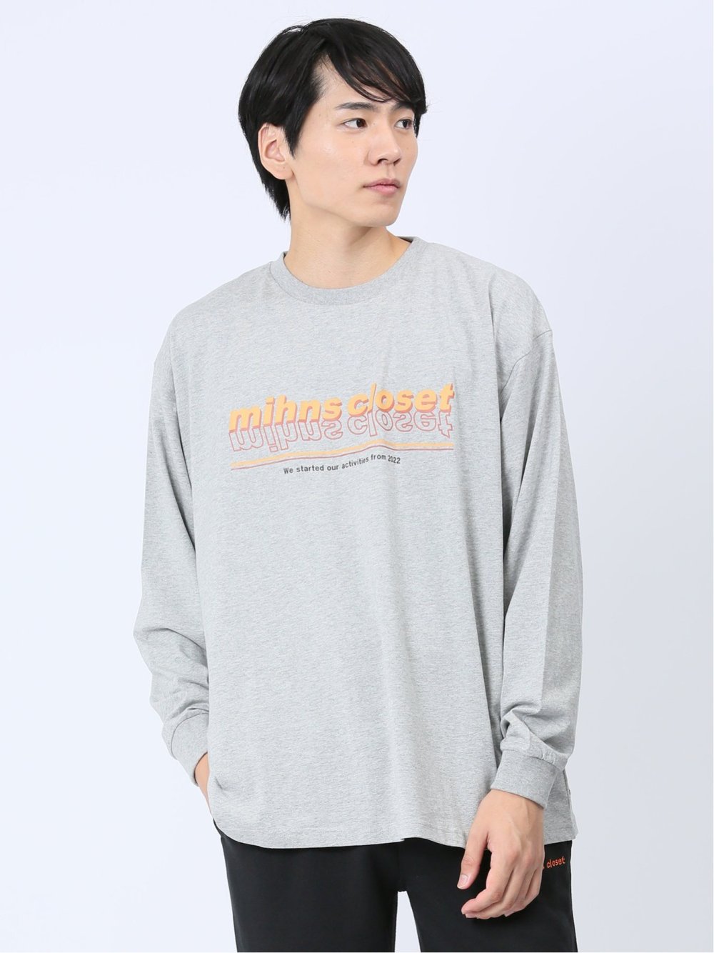 【WEB限定】ミンズクローゼット/mihns closet カラープリント クルー長袖Tシャツ