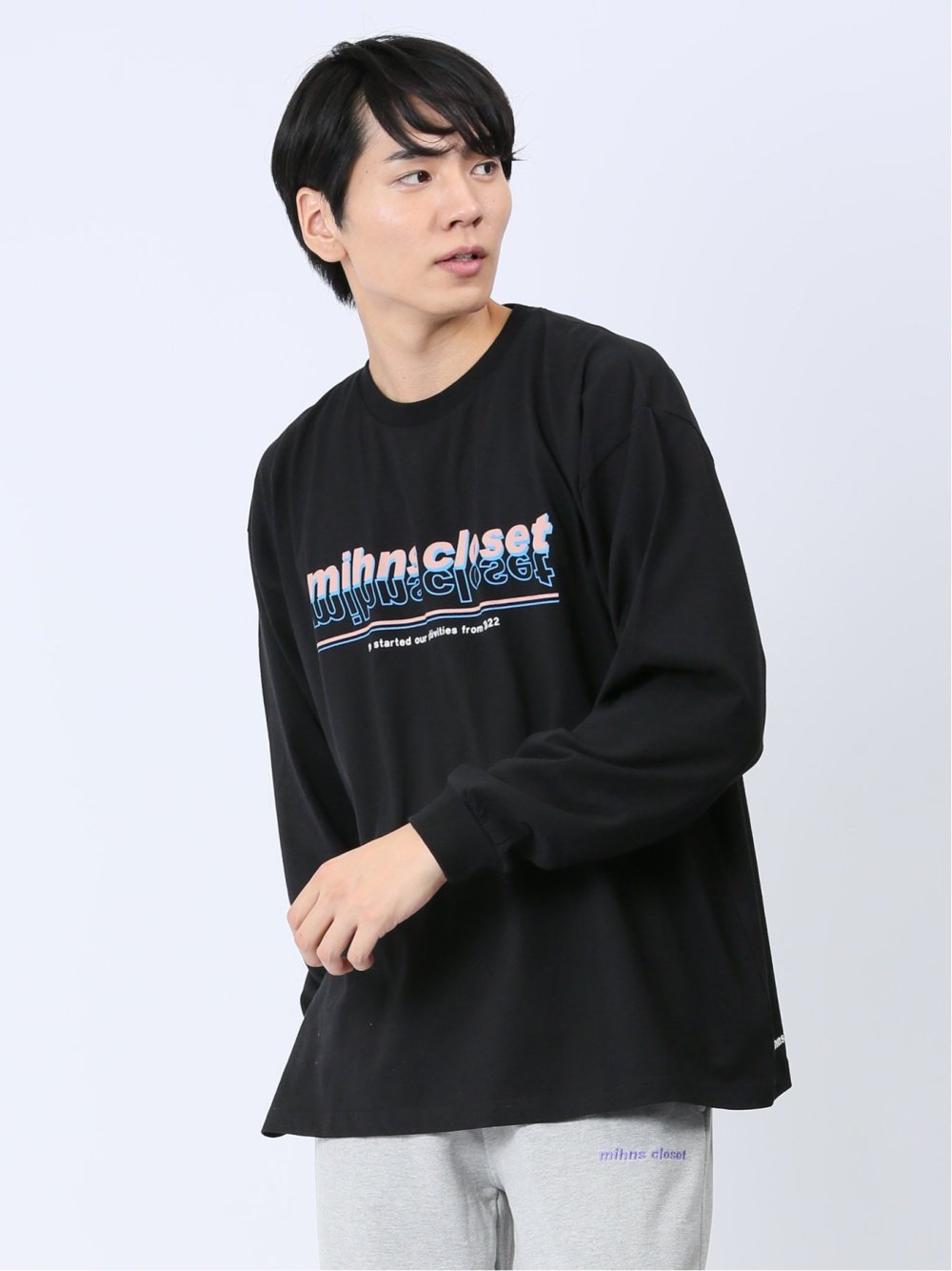 【WEB限定】ミンズクローゼット/mihns closet カラープリント クルー長袖Tシャツ