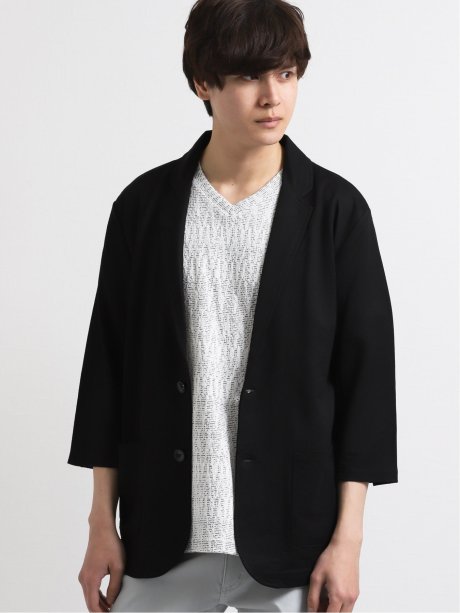 接触冷感2ボタン7分袖カットジャケット S 05黒 ジャケット アウター Taka Q Online Shop タカキューオンラインショップ 公式通販