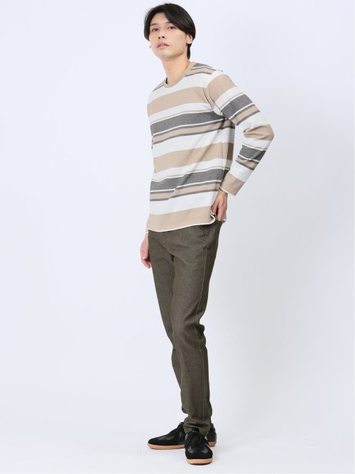 ポップコーンボーダー クルーネック長袖Tシャツ