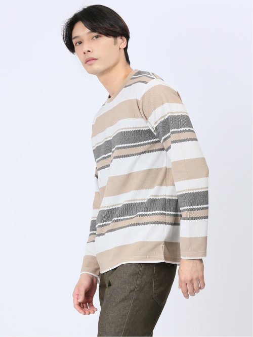 ポップコーンボーダー クルーネック長袖Tシャツ