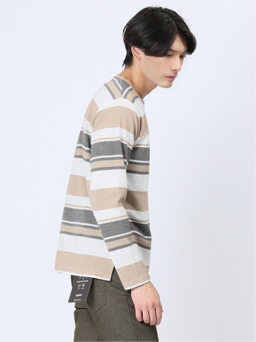 ポップコーンボーダー クルーネック長袖Tシャツ