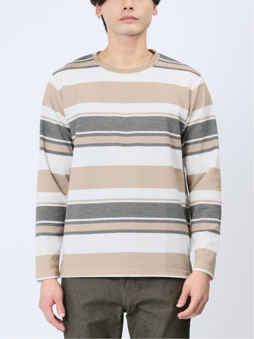 ポップコーンボーダー クルーネック長袖Tシャツ