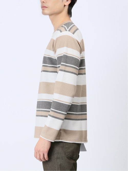 ポップコーンボーダー クルーネック長袖Tシャツ