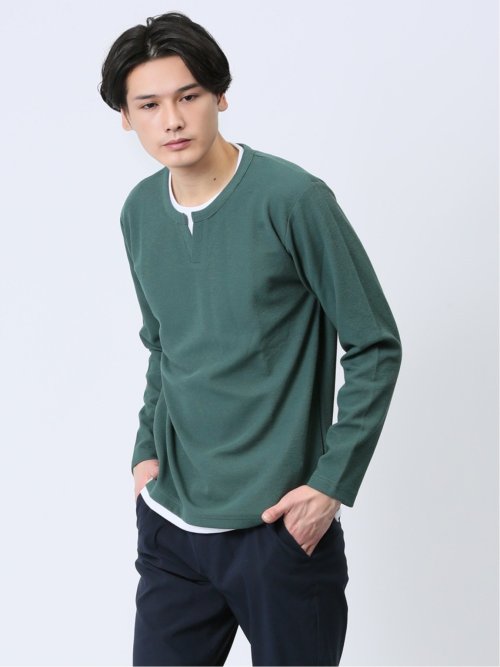 ヘンリーネック テンセル 長袖 Tシャツ 3色 ユニセックス nr8073 110207721100433.60.-_1.jpg