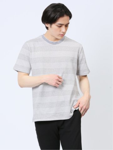 ポップコーンボーダー フェイククルーネック半袖Tシャツ