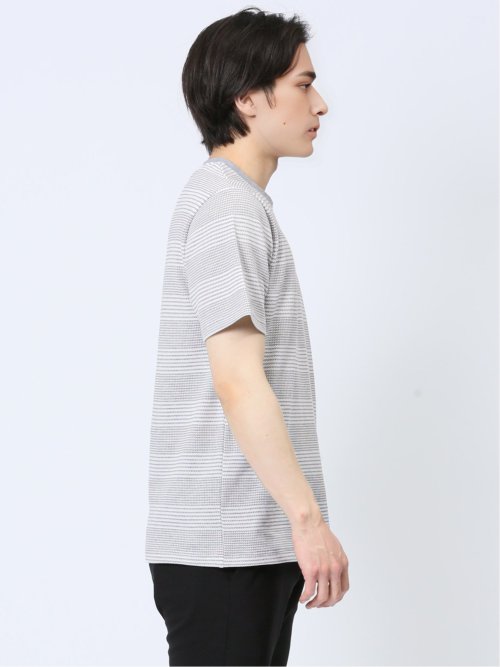 ポップコーンボーダー フェイククルーネック半袖Tシャツ