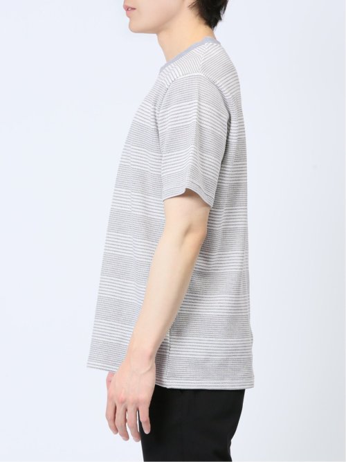 ポップコーンボーダー フェイククルーネック半袖Tシャツ