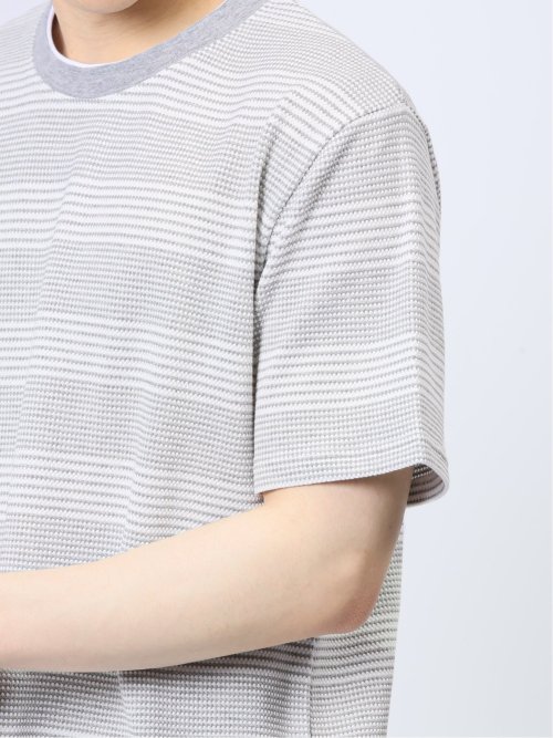 ポップコーンボーダー フェイククルーネック半袖Tシャツ