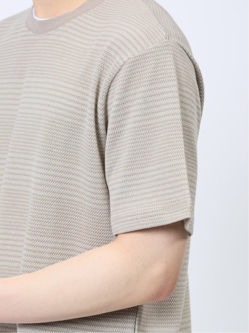 ポップコーンボーダー フェイククルーネック半袖Tシャツ