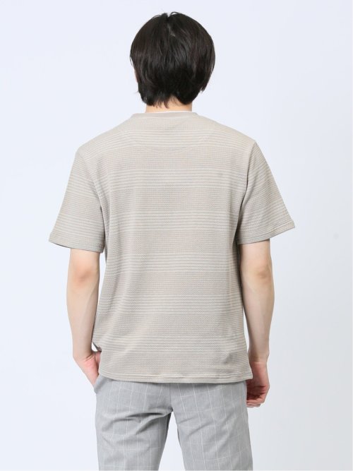 ポップコーンボーダー フェイククルーネック半袖Tシャツ