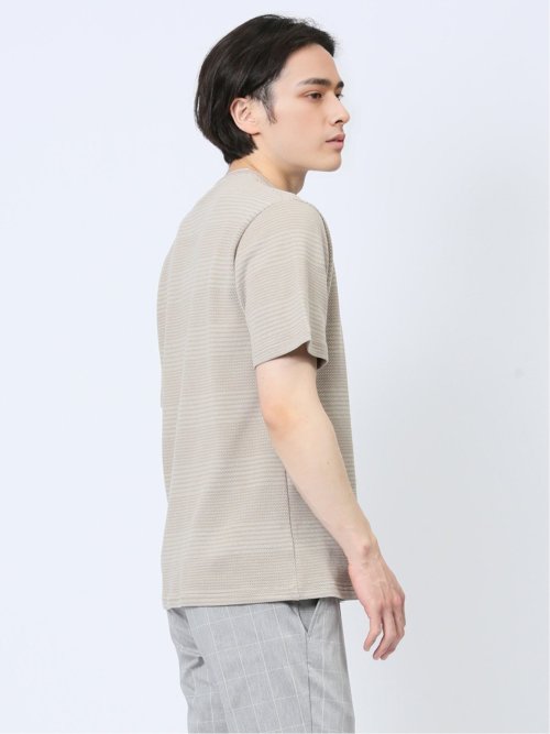 ポップコーンボーダー フェイククルーネック半袖Tシャツ