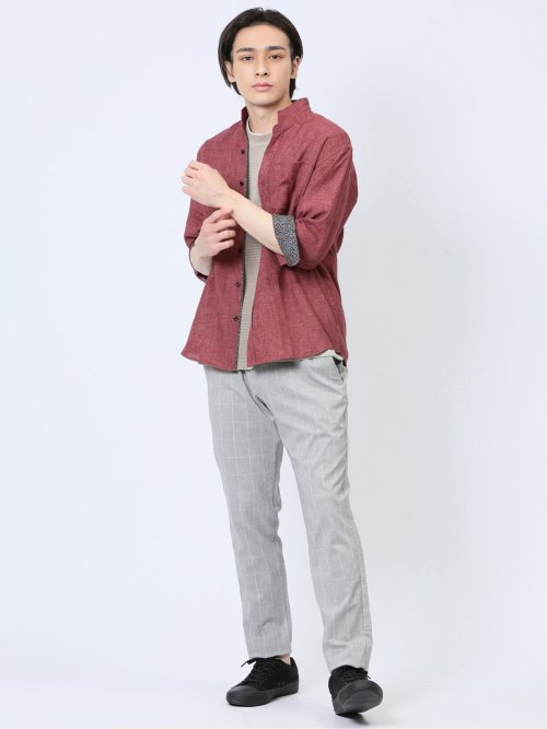 ポップコーンボーダー フェイククルーネック半袖Tシャツ