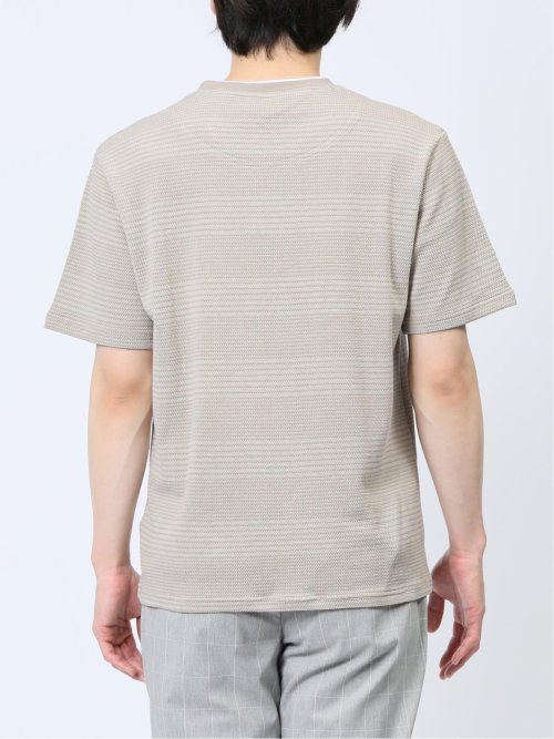 ポップコーンボーダー フェイククルーネック半袖Tシャツ